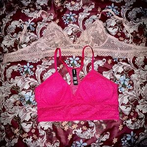2 Pink Lace Bralettes